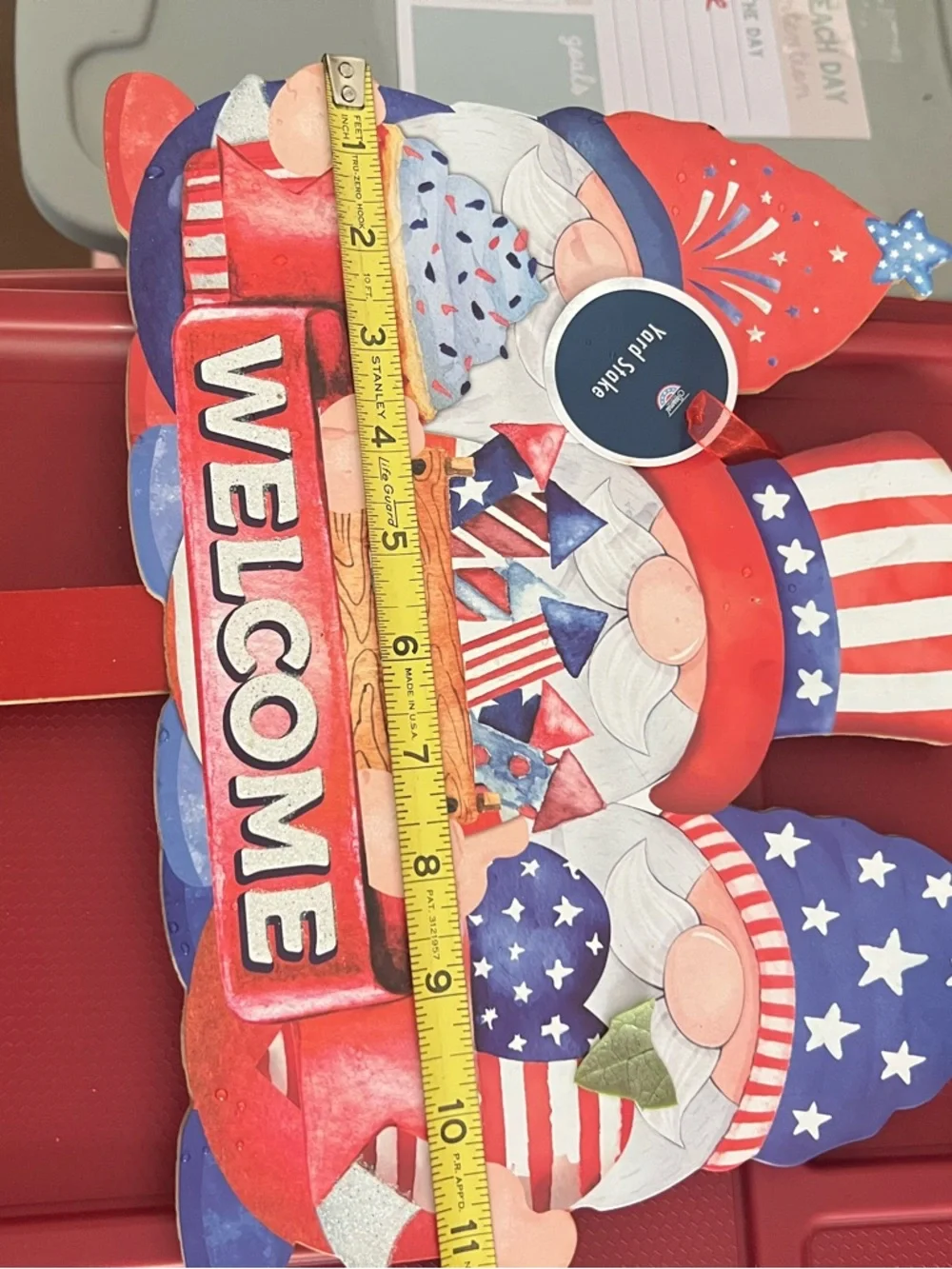 #1744** Patriotic Red, White & Blue Welcome Garden Stake - 4th of July Decor